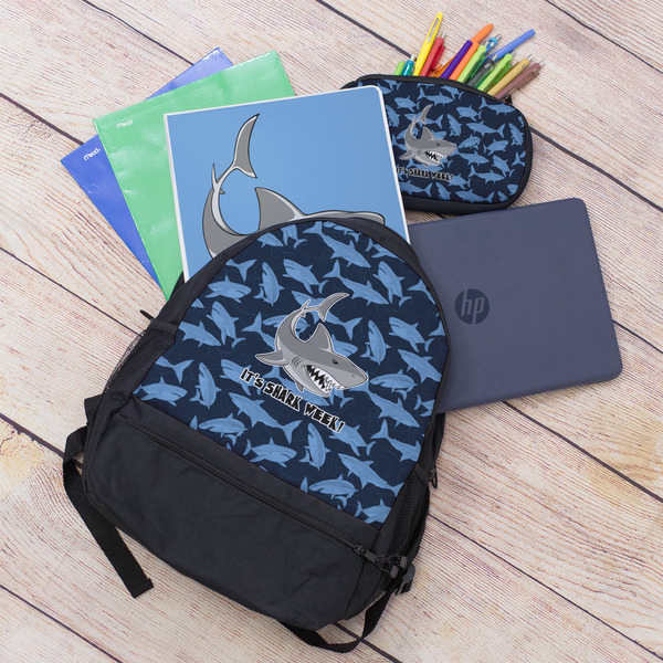 Sharks Large Backpack - Black - With Stuff