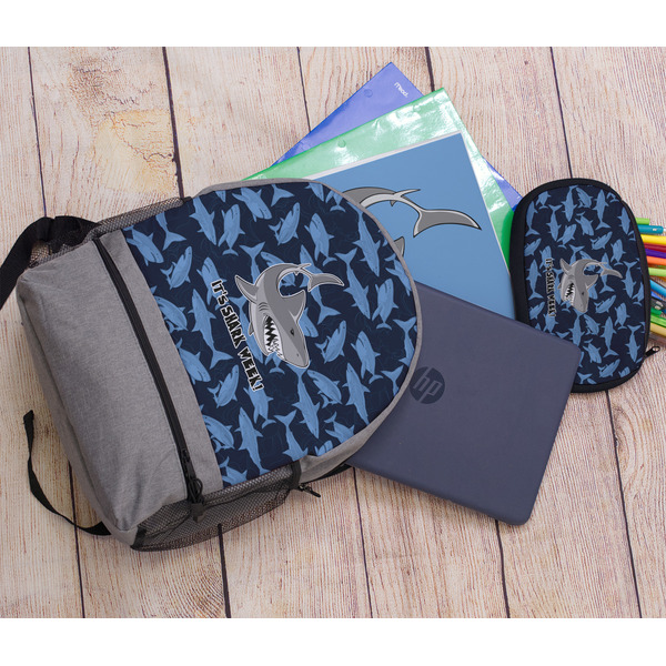 Sharks Large Backpack - Gray - With Stuff