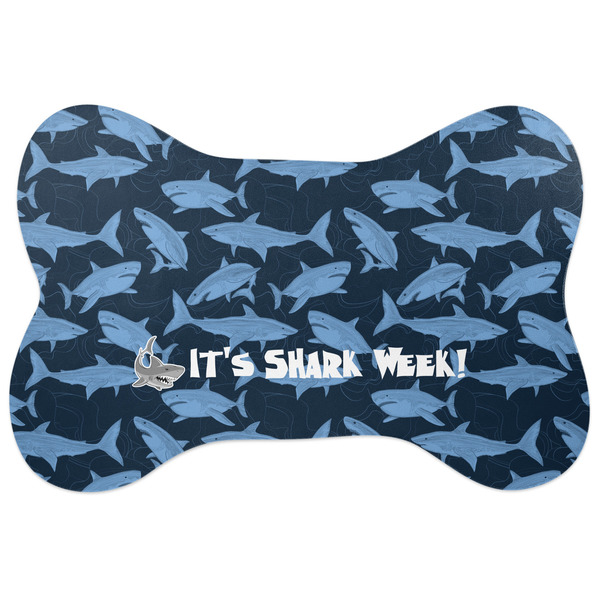 Custom Sharks Bone Shaped Dog Food Mat (Large) (Personalized)