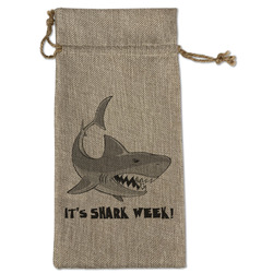 Sharks Large Burlap Gift Bag - Front (Personalized)