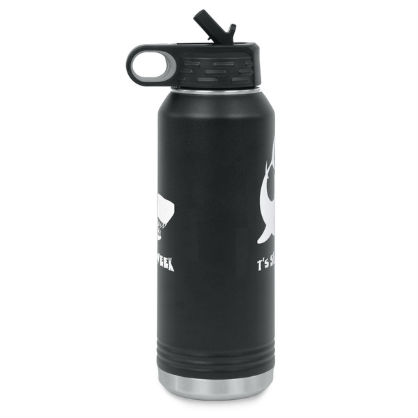 Sharks Laser Engraved Water Bottles - Front & Back Engraving - Side View