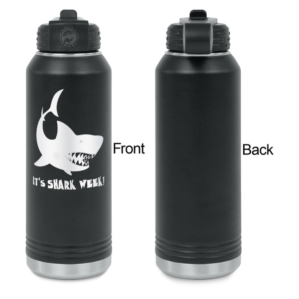 Sharks Laser Engraved Water Bottles - Front Engraving - Front & Back View