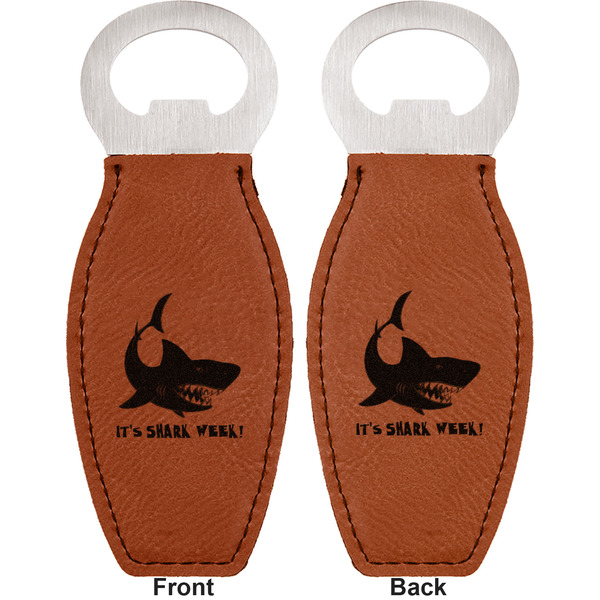 Sharks Leather Bar Bottle Opener - Front and Back (double sided)