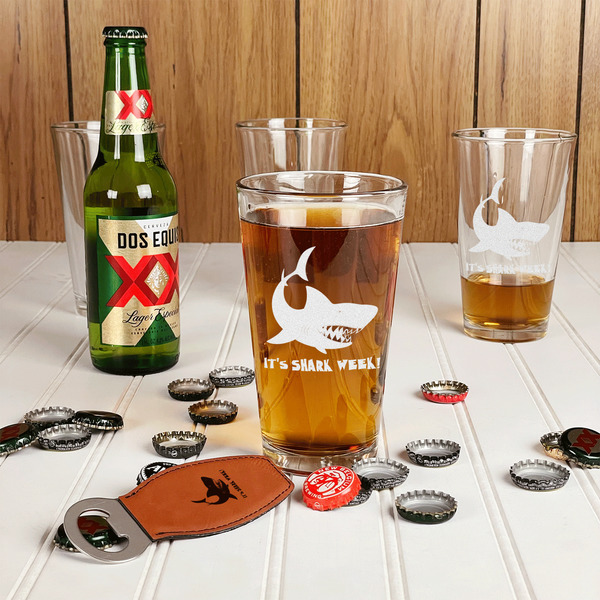 Sharks Leather Bar Bottle Opener - IN CONTEXT