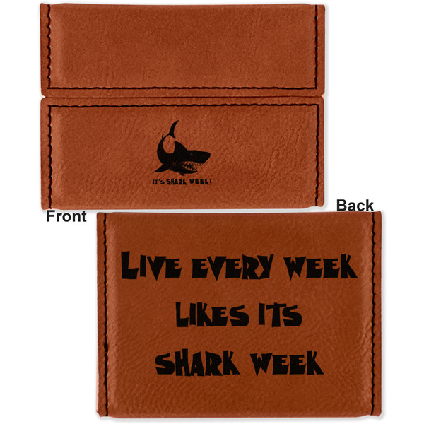 Sharks Leather Business Card Holder - Front Back