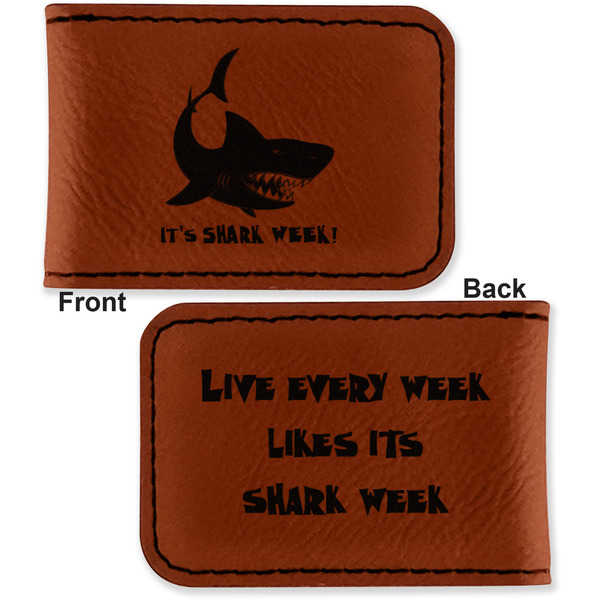 Sharks Leatherette Magnetic Money Clip - Front and Back