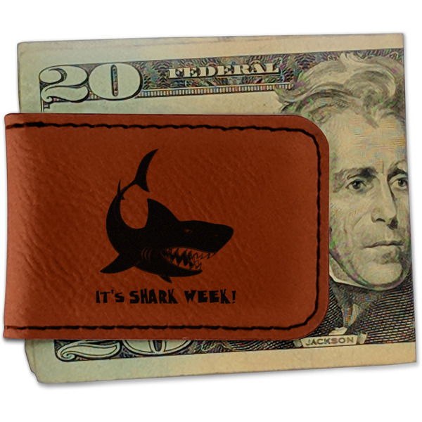 Custom Sharks Leatherette Magnetic Money Clip - Single Sided (Personalized)