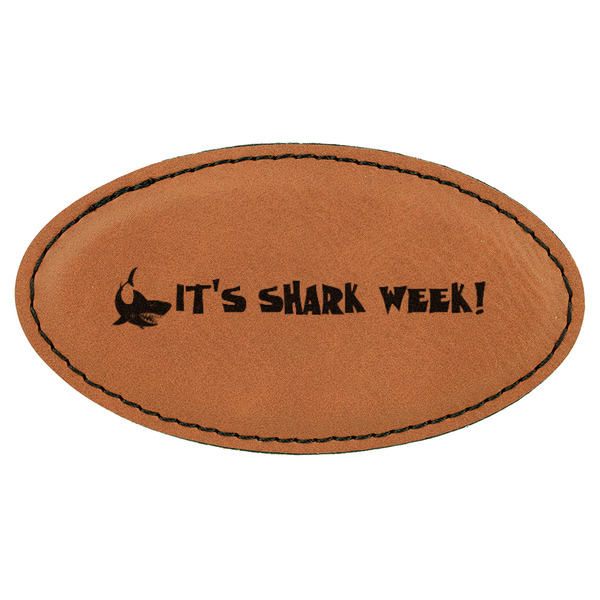Custom Sharks Leatherette Oval Name Badge with Magnet (Personalized)