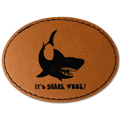 Sharks Faux Leather Iron On Patch - Oval (Personalized)