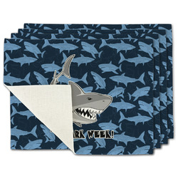 Sharks Single-Sided Linen Placemat - Set of 4 w/ Name or Text