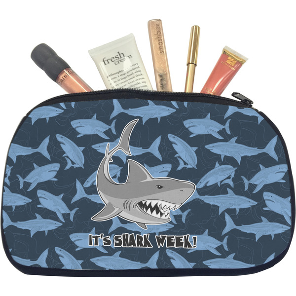 Custom Sharks Makeup / Cosmetic Bag - Medium w/ Name or Text