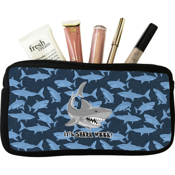 Custom Sharks Makeup / Cosmetic Bag - Small w/ Name or Text