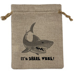 Sharks Medium Burlap Gift Bag - Front (Personalized)
