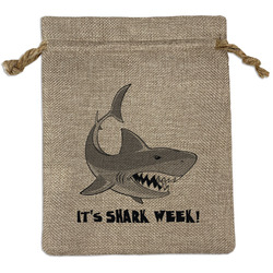 Sharks Medium Burlap Gift Bag - Front (Personalized)