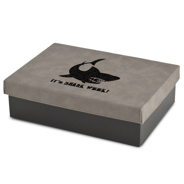 Custom Sharks Medium Gift Box w/ Engraved Leather Lid (Personalized)