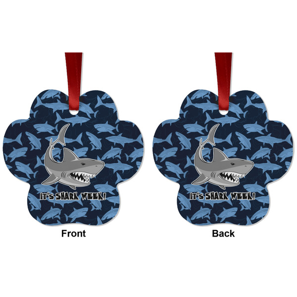 Sharks Metal Paw Ornament - Front and Back