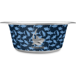 Sharks Stainless Steel Dog Bowl - Medium (Personalized)