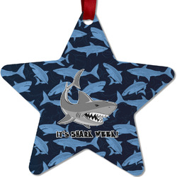 Sharks Metal Star Ornament - Double Sided w/ Name or Text