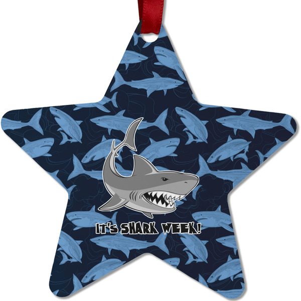 Custom Sharks Metal Star Ornament - Double Sided w/ Name or Text