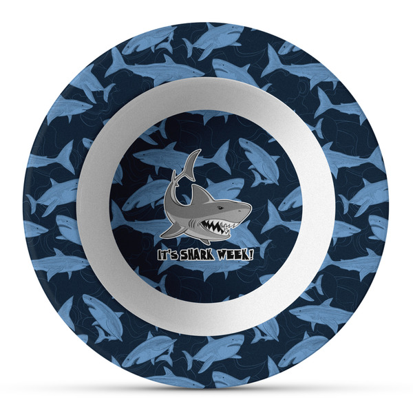 Custom Sharks Plastic Bowl - Microwave Safe - Composite Polymer (Personalized)