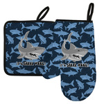 Sharks Left Oven Mitt & Pot Holder Set w/ Name or Text