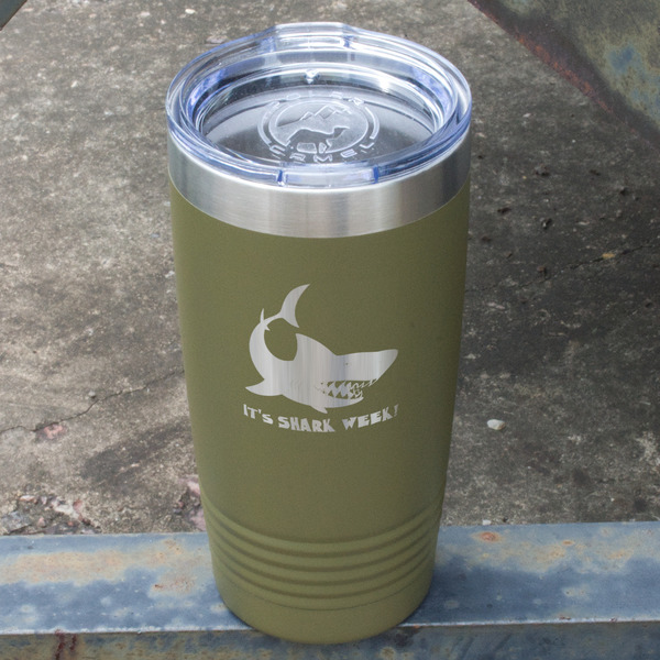 Sharks Olive Polar Camel Tumbler - 20oz - Angled