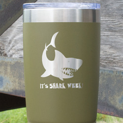Sharks 20 oz Stainless Steel Tumbler - Olive - Single Sided (Personalized)
