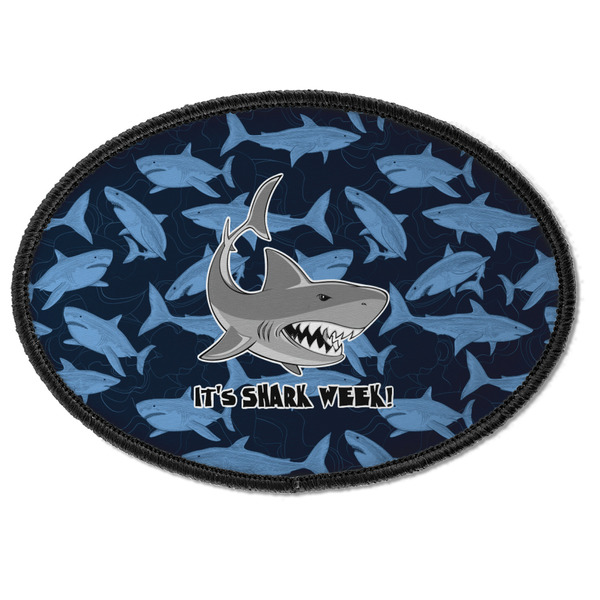 Custom Sharks Iron On Oval Patch w/ Name or Text