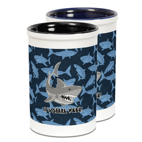 Custom Sharks Ceramic Pencil Holder - Large