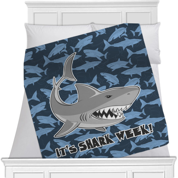 Custom Sharks Minky Blanket - Twin / Full - 80"x60" - Double Sided w/ Name or Text