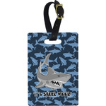 Sharks Plastic Luggage Tag - Rectangular w/ Name or Text