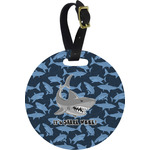 Sharks Plastic Luggage Tag - Round (Personalized)