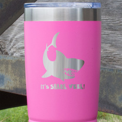 Sharks 20 oz Stainless Steel Tumbler - Pink - Single Sided (Personalized)