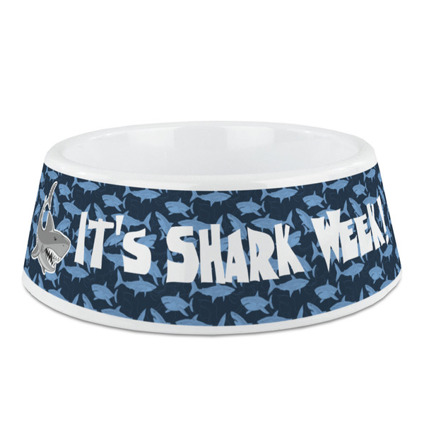 Custom Sharks Plastic Dog Bowl (Personalized)