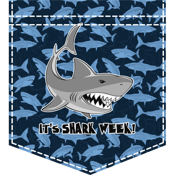 Custom Sharks Iron On Faux Pocket w/ Name or Text
