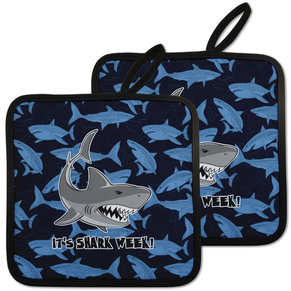 Custom Sharks Pot Holders - Set of 2 w/ Name or Text