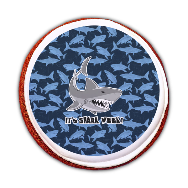Sharks Printed Icing Circle - Medium - On Cookie