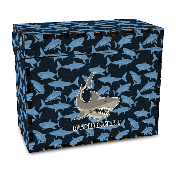 Custom Sharks Wood Recipe Box - Full Color Print (Personalized)