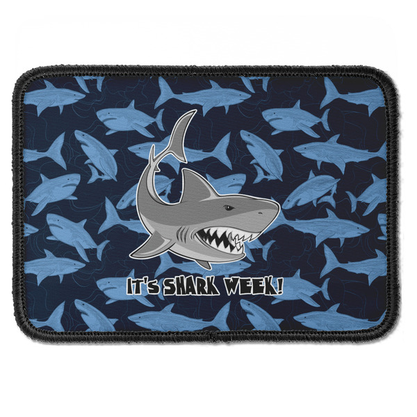 Custom Sharks Iron On Rectangle Patch w/ Name or Text