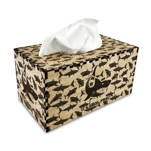 Sharks Rectangle Tissue Box Covers - Wood - with tissue