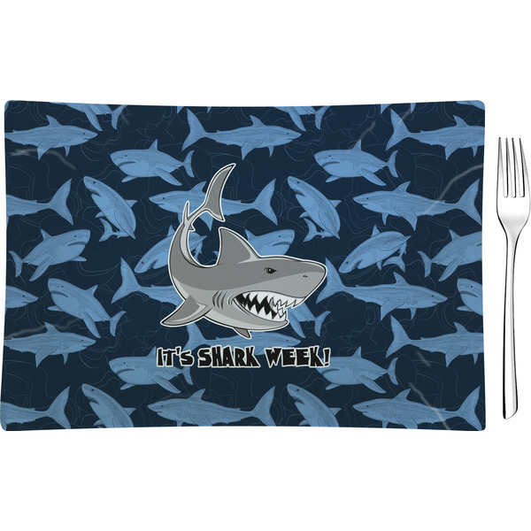 Custom Sharks Rectangular Glass Appetizer / Dessert Plate - Single or Set (Personalized)
