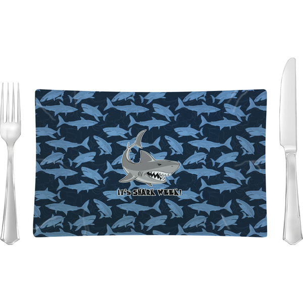 Custom Sharks Rectangular Glass Lunch / Dinner Plate - Single or Set (Personalized)