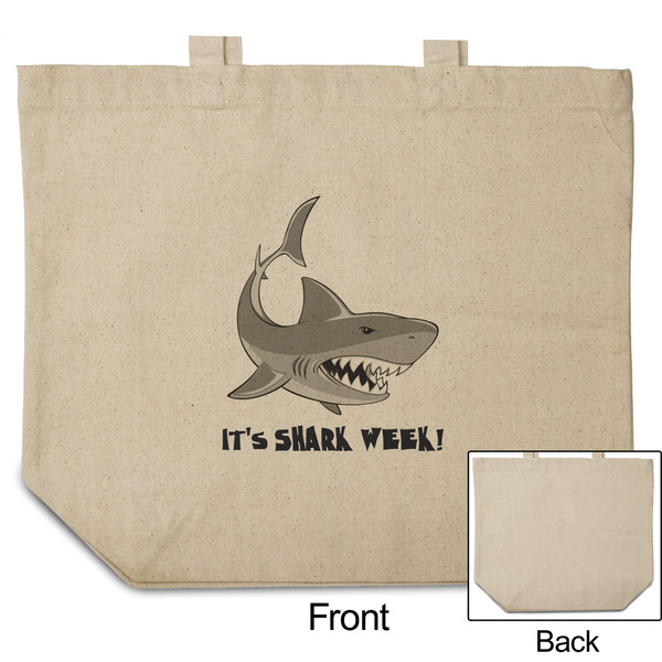 Sharks Reusable Cotton Grocery Bag - Front & Back View