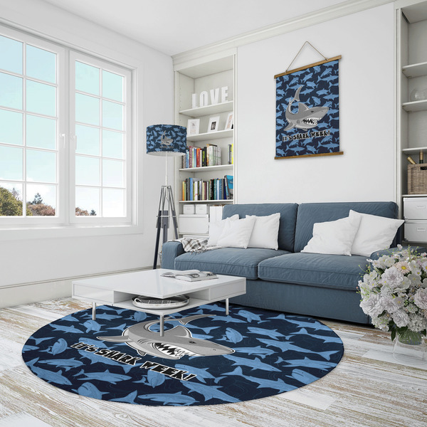 Sharks Round Area Rug - IN CONTEXT