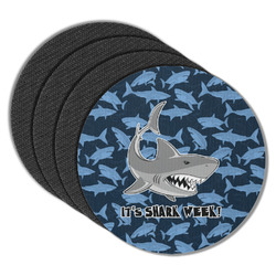 Sharks Round Rubber Backed Coasters - Set of 4 w/ Name or Text