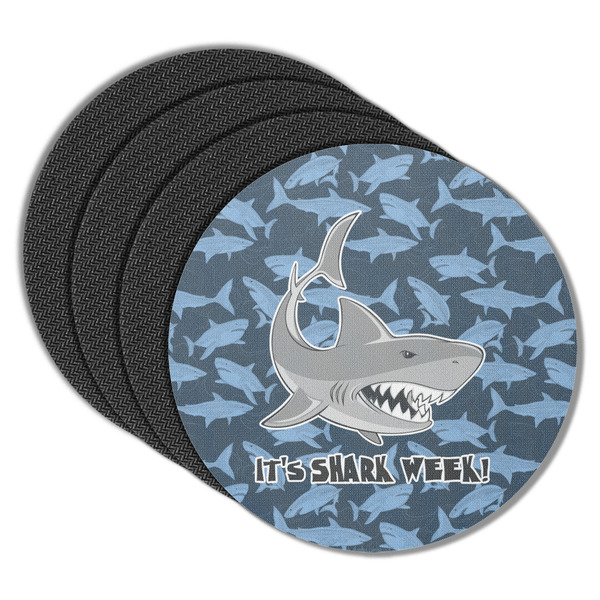 Custom Sharks Round Rubber Backed Coasters - Set of 4 w/ Name or Text