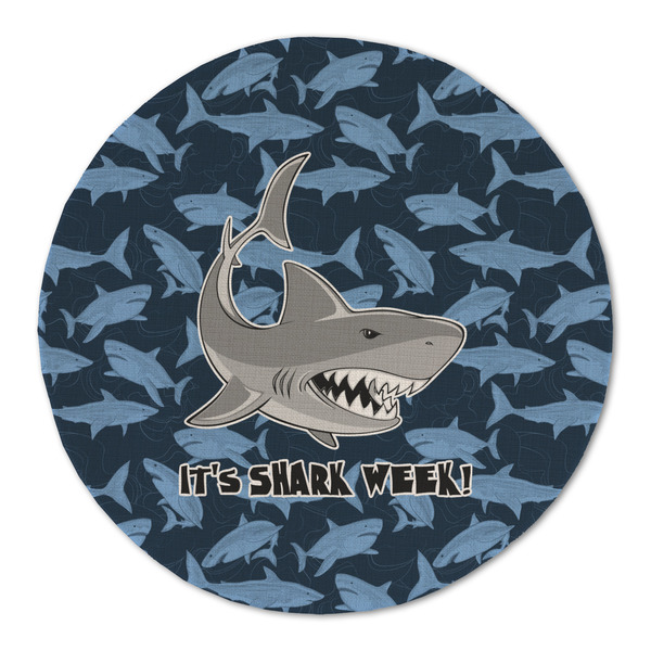 Custom Sharks Round Linen Placemat - Single Sided (Personalized)