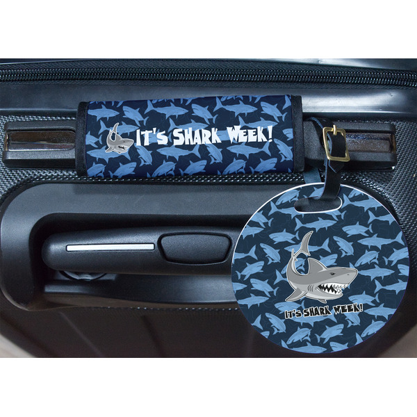 Sharks Round Luggage Tag & Handle Wrap - In Context