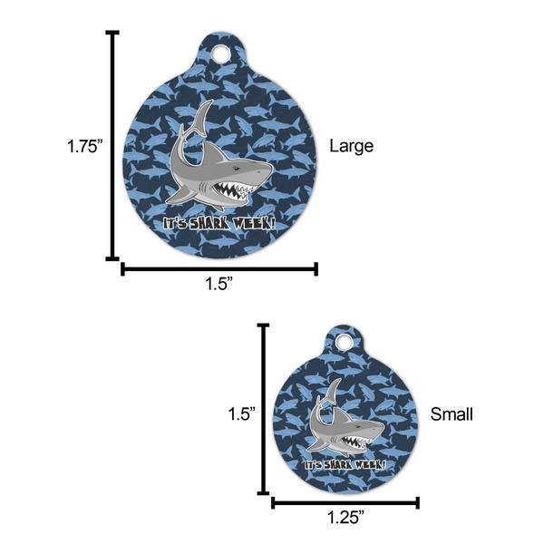 Sharks Round Pet ID Tag - Large - Comparison Scale
