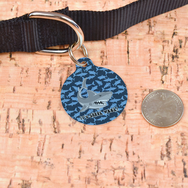 Sharks Round Pet ID Tag - Large - In Context
